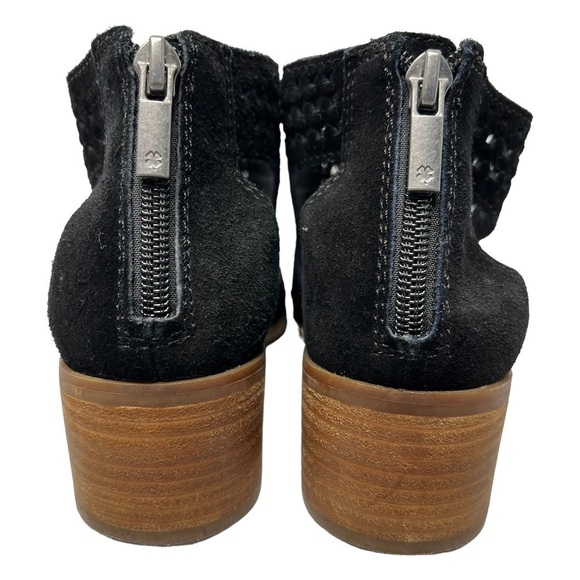 LUCKY BRAND Nacria Black Suede Peep Toe Ankle Booties Sandals Shoes Size 6.5M - Picture 4 of 16